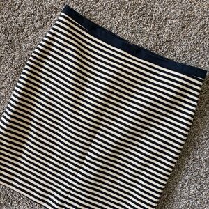 LOFT Navy & Ivory‎ Tweed Striped Lined Pencil Skirt